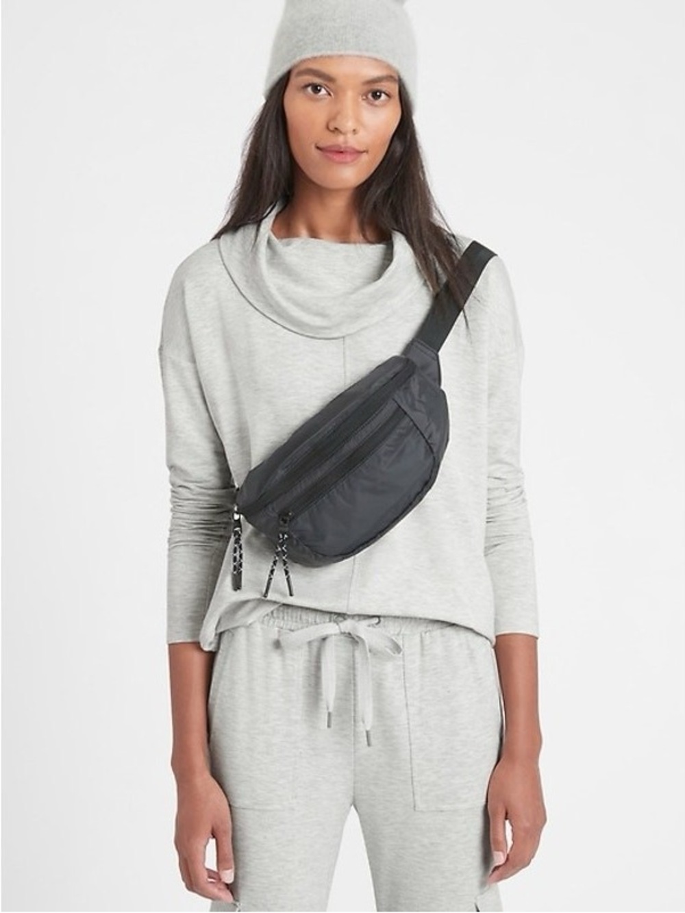 Banana Republic Light Gray Funnel Neck Pullover